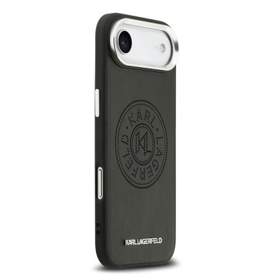 Apple iPhone 17 Air Kılıf Karl Lagerfeld Orjinal Lisanslı M-safe Şarj Özellikli Delikli Tasarım Metal Logolu PU Deri Kapak - 5