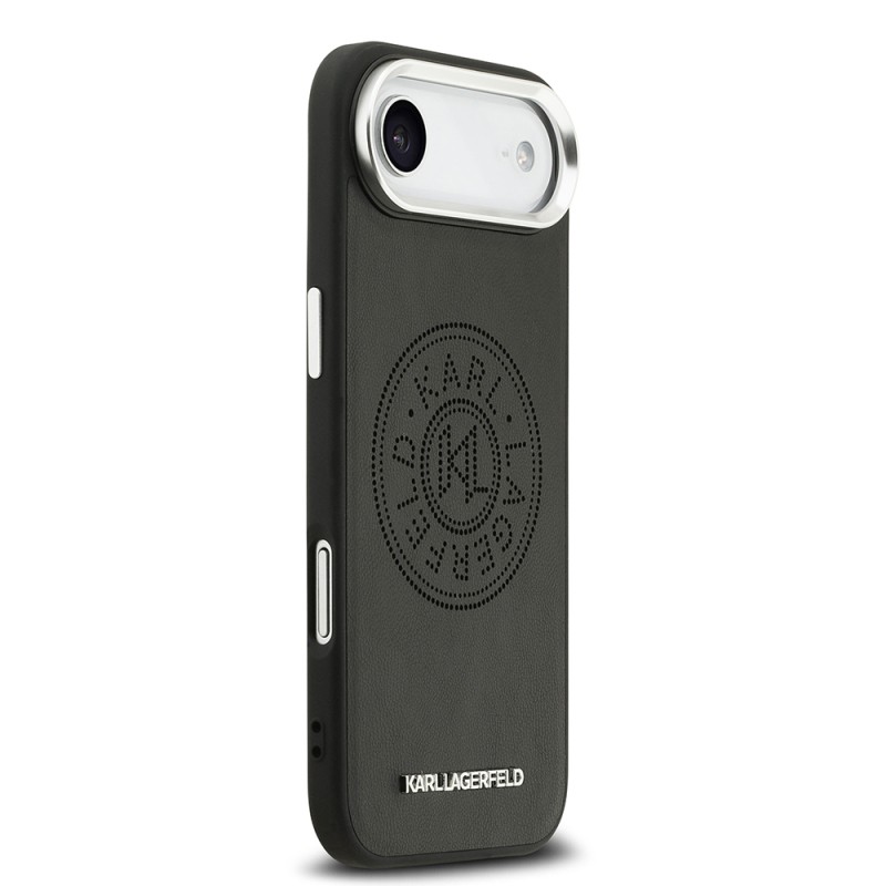Apple iPhone 17 Air Kılıf Karl Lagerfeld Orjinal Lisanslı M-safe Şarj Özellikli Delikli Tasarım Metal Logolu PU Deri Kapak - 5