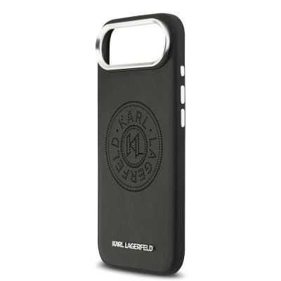 Apple iPhone 17 Air Kılıf Karl Lagerfeld Orjinal Lisanslı M-safe Şarj Özellikli Delikli Tasarım Metal Logolu PU Deri Kapak - 7