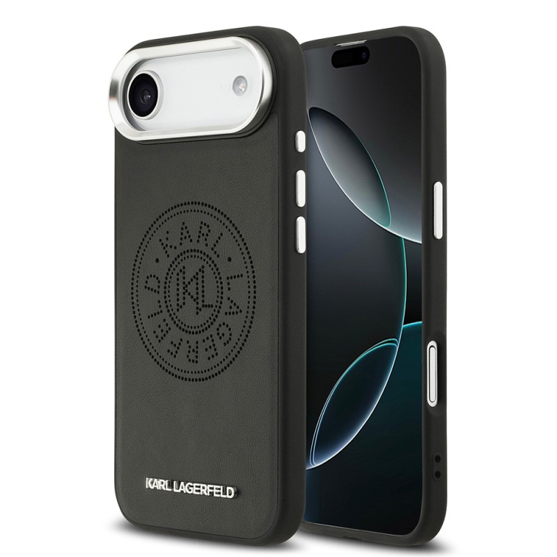 Apple iPhone 17 Air Kılıf Karl Lagerfeld Orjinal Lisanslı M-safe Şarj Özellikli Delikli Tasarım Metal Logolu PU Deri Kapak - 2