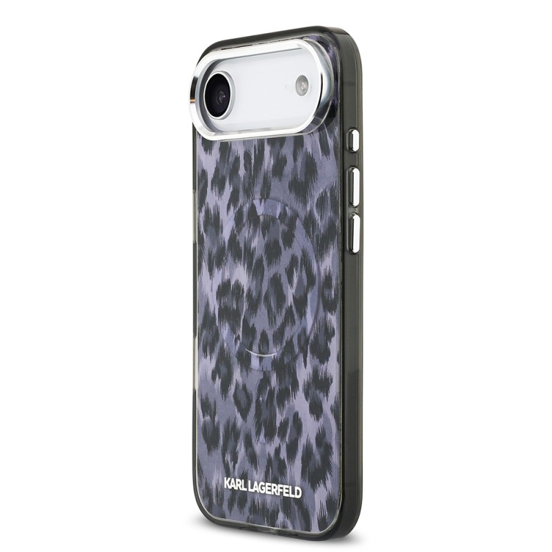 Apple iPhone 17 Air Kılıf Karl Lagerfeld Orjinal Lisanslı M-safe Şarj Özellikli IML Leopar Baskılı Kapak - 3