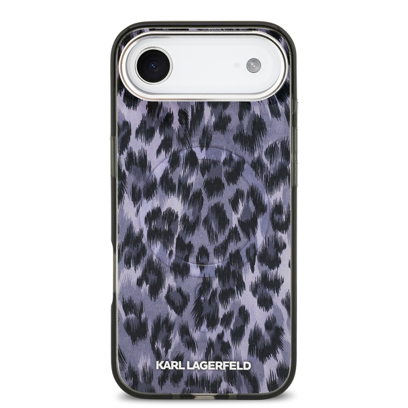 Apple iPhone 17 Air Kılıf Karl Lagerfeld Orjinal Lisanslı M-safe Şarj Özellikli IML Leopar Baskılı Kapak - 4