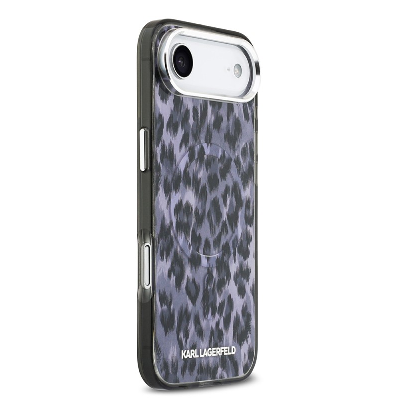 Apple iPhone 17 Air Kılıf Karl Lagerfeld Orjinal Lisanslı M-safe Şarj Özellikli IML Leopar Baskılı Kapak - 5
