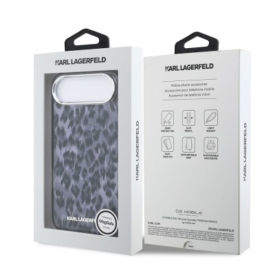 Apple iPhone 17 Air Kılıf Karl Lagerfeld Orjinal Lisanslı M-safe Şarj Özellikli IML Leopar Baskılı Kapak - 9