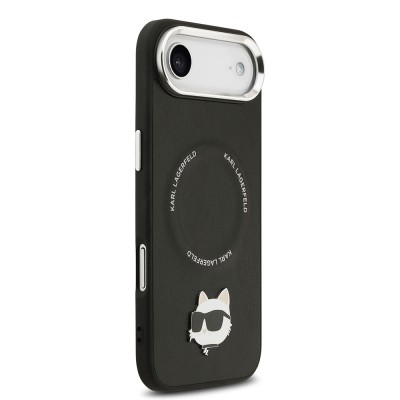 Apple iPhone 17 Air Kılıf Karl Lagerfeld Orjinal Lisanslı M-safe Şarj Özellikli Metal Kamera ve Buton Tasarımlı Choupette PU Deri Kapak - 5