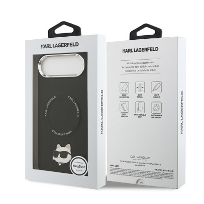 Apple iPhone 17 Air Kılıf Karl Lagerfeld Orjinal Lisanslı M-safe Şarj Özellikli Metal Kamera ve Buton Tasarımlı Choupette PU Deri Kapak - 9