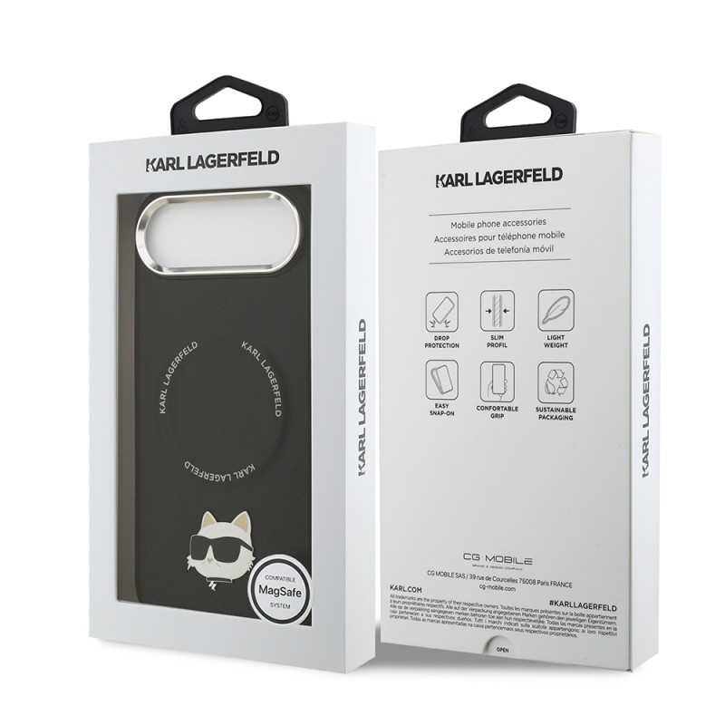 Apple iPhone 17 Air Kılıf Karl Lagerfeld Orjinal Lisanslı M-safe Şarj Özellikli Metal Kamera ve Buton Tasarımlı Choupette PU Deri Kapak - 9