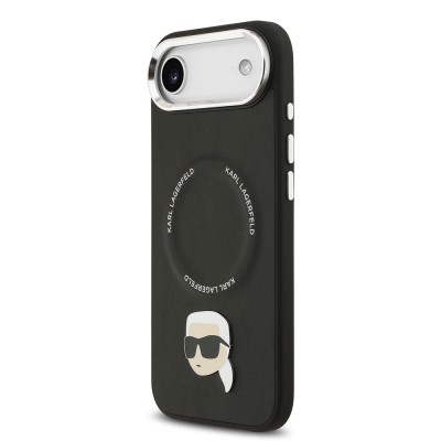 Apple iPhone 17 Air Kılıf Karl Lagerfeld Orjinal Lisanslı M-safe Şarj Özellikli Metal Kamera ve Buton Tasarımlı Karl PU Deri Kapak - 3