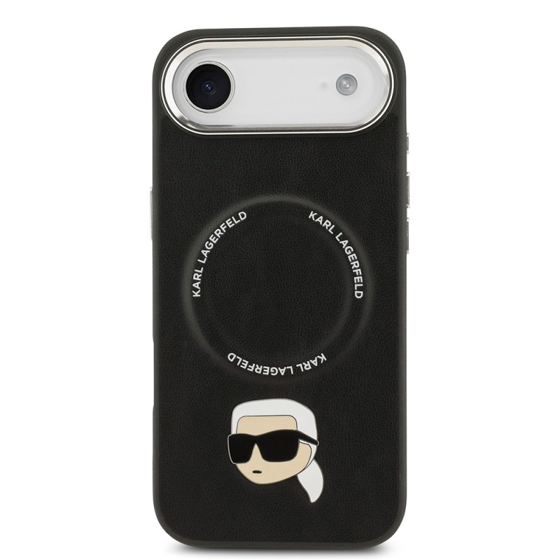 Apple iPhone 17 Air Kılıf Karl Lagerfeld Orjinal Lisanslı M-safe Şarj Özellikli Metal Kamera ve Buton Tasarımlı Karl PU Deri Kapak - 4