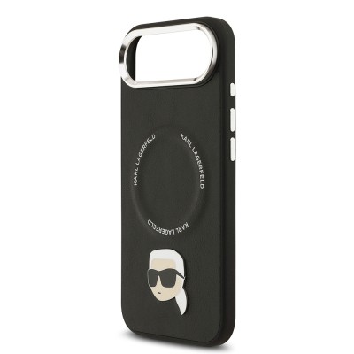 Apple iPhone 17 Air Kılıf Karl Lagerfeld Orjinal Lisanslı M-safe Şarj Özellikli Metal Kamera ve Buton Tasarımlı Karl PU Deri Kapak - 7