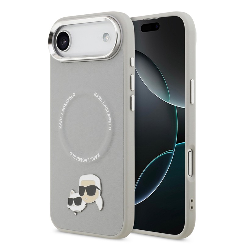 Apple iPhone 17 Air Kılıf Karl Lagerfeld Orjinal Lisanslı M-safe Şarj Özellikli Metal Kamera ve Buton Tasarımlı K&C PU Deri Kapak - 1