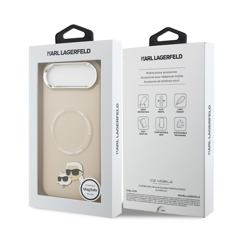 Apple iPhone 17 Air Kılıf Karl Lagerfeld Orjinal Lisanslı M-safe Şarj Özellikli Metal Kamera ve Buton Tasarımlı K&C PU Deri Kapak - 24