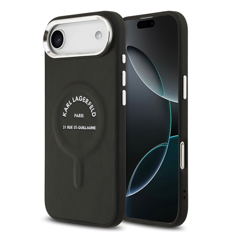 Apple iPhone 17 Air Kılıf Karl Lagerfeld Orjinal Lisanslı M-safe Şarj Özellikli Metal Kamera ve Buton Tasarımlı Paris RSG PU Deri Kapak - 2