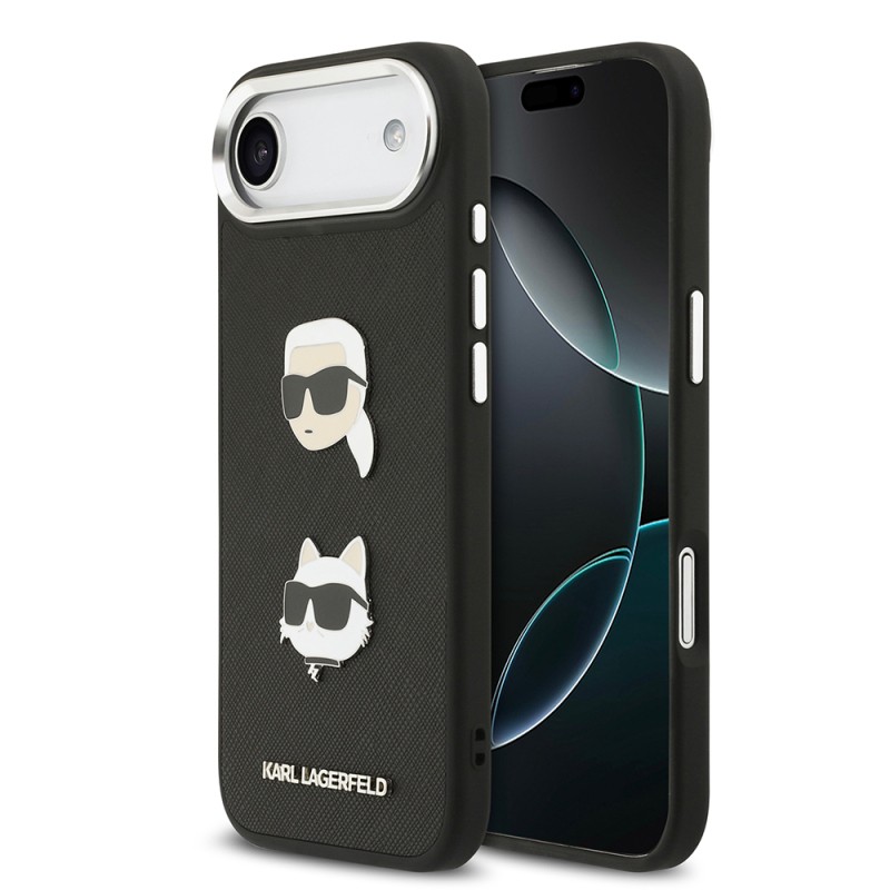 Apple iPhone 17 Air Kılıf Karl Lagerfeld Orjinal Lisanslı Metal Logolu K&C Heads Pin Kapak - 1