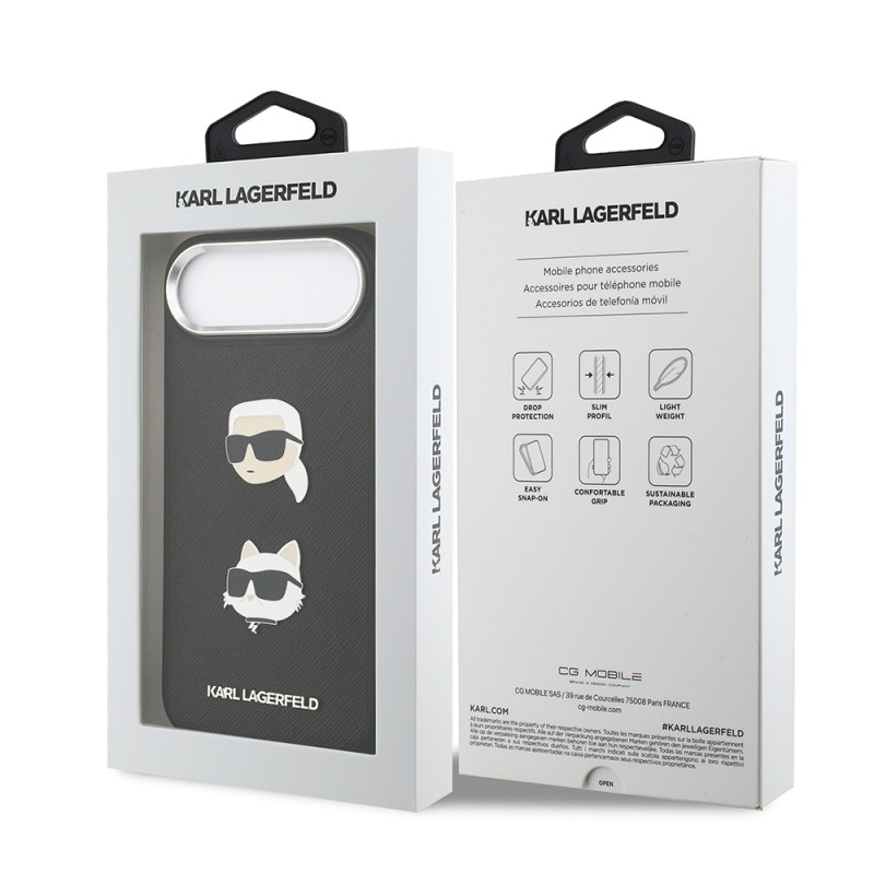 Apple iPhone 17 Air Kılıf Karl Lagerfeld Orjinal Lisanslı Metal Logolu K&C Heads Pin Kapak - 16