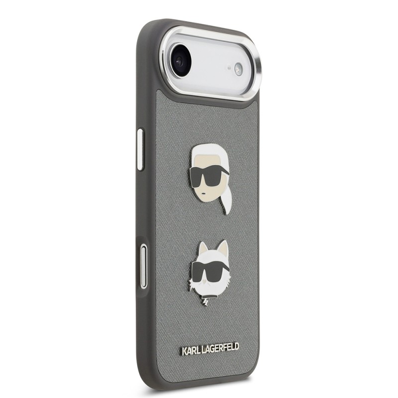 Apple iPhone 17 Air Kılıf Karl Lagerfeld Orjinal Lisanslı Metal Logolu K&C Heads Pin Kapak - 12