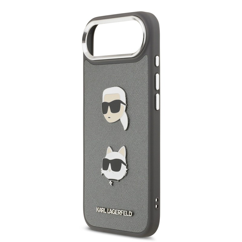 Apple iPhone 17 Air Kılıf Karl Lagerfeld Orjinal Lisanslı Metal Logolu K&C Heads Pin Kapak - 14