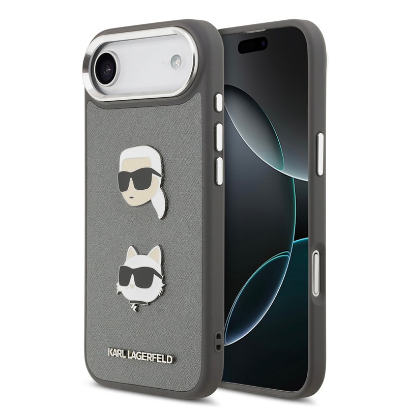 Apple iPhone 17 Air Kılıf Karl Lagerfeld Orjinal Lisanslı Metal Logolu K&C Heads Pin Kapak - 3
