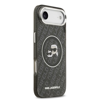 Apple iPhone 17 Air Kılıf Karl Lagerfeld Orjinal Lisanslı Parlayan Simli Karl & Choupette Heads Kapak - 13