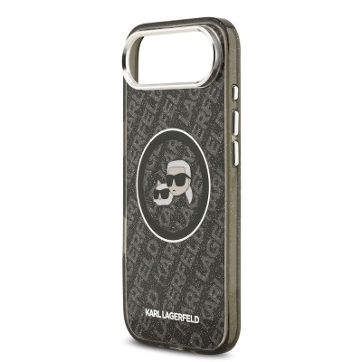 Apple iPhone 17 Air Kılıf Karl Lagerfeld Orjinal Lisanslı Parlayan Simli Karl & Choupette Heads Kapak - 15