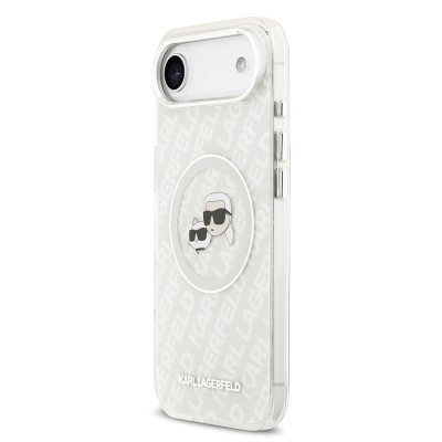 Apple iPhone 17 Air Kılıf Karl Lagerfeld Orjinal Lisanslı Parlayan Simli Karl & Choupette Heads Kapak - 17