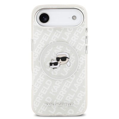 Apple iPhone 17 Air Kılıf Karl Lagerfeld Orjinal Lisanslı Parlayan Simli Karl & Choupette Heads Kapak - 18