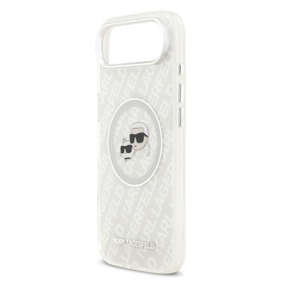 Apple iPhone 17 Air Kılıf Karl Lagerfeld Orjinal Lisanslı Parlayan Simli Karl & Choupette Heads Kapak - 21