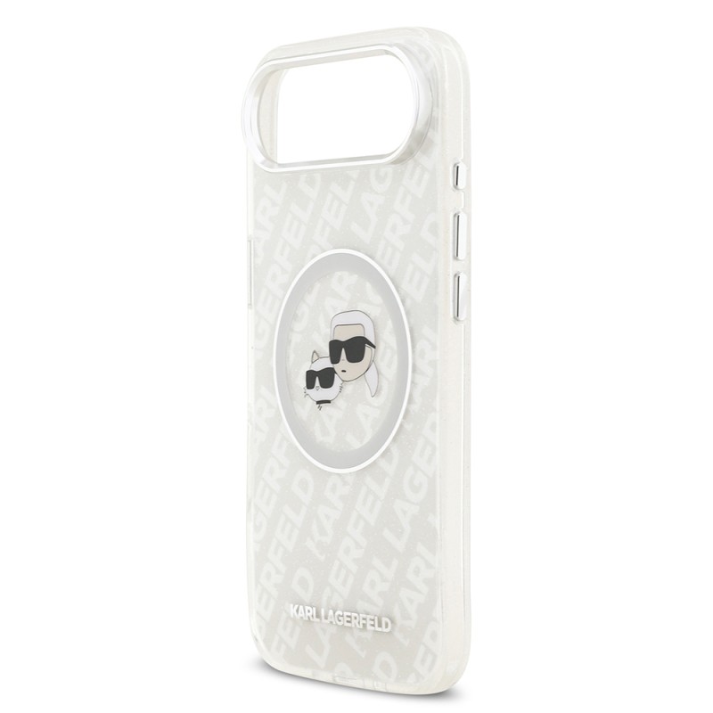 Apple iPhone 17 Air Kılıf Karl Lagerfeld Orjinal Lisanslı Parlayan Simli Karl & Choupette Heads Kapak - 21