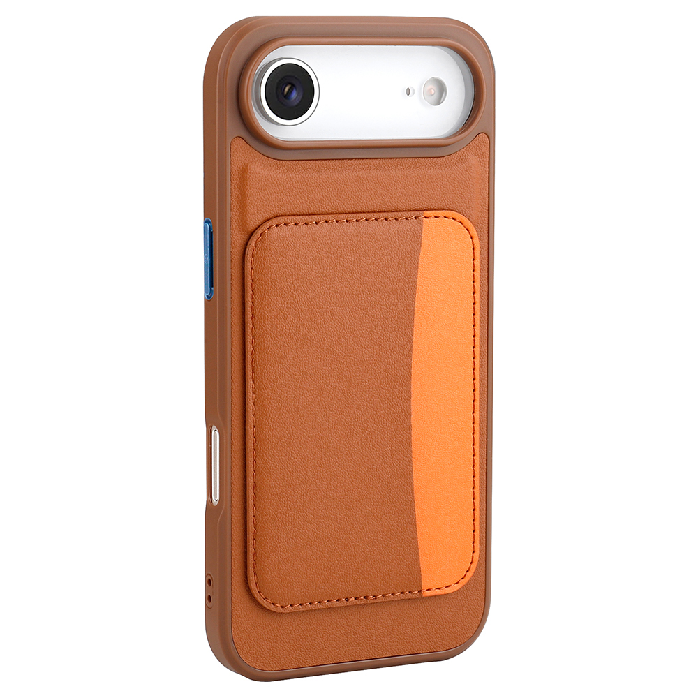 iPhone 17 Air Kılıf Kartlıklı Zore X-Kart Silikon Kapak - Kahverengi