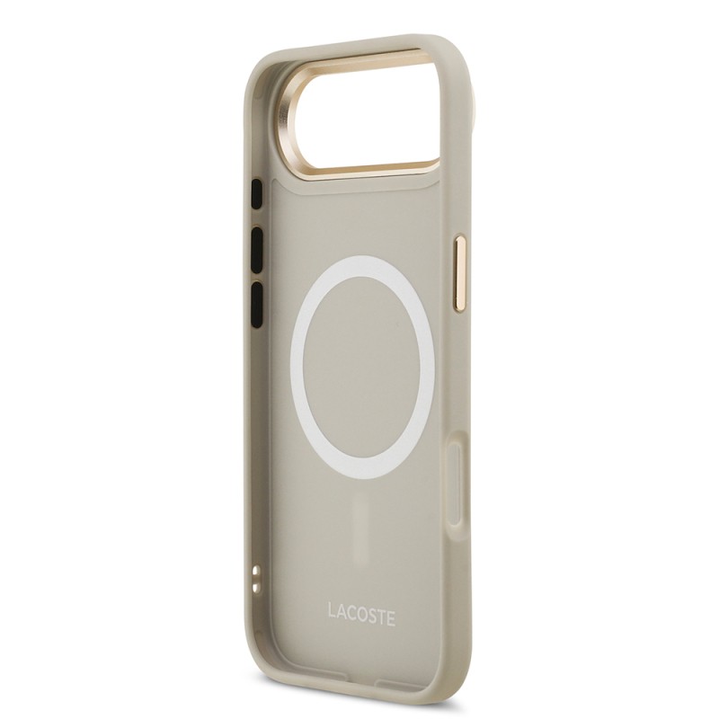 Apple iPhone 17 Air Kılıf Lacoste Orjinal Lisanslı M-safe Şarj Özellikli Champs Elysees PU Deri Tasarımlı Kapak - 17