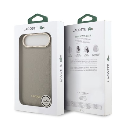 Apple iPhone 17 Air Kılıf Lacoste Orjinal Lisanslı M-safe Şarj Özellikli Champs Elysees PU Deri Tasarımlı Kapak - 18