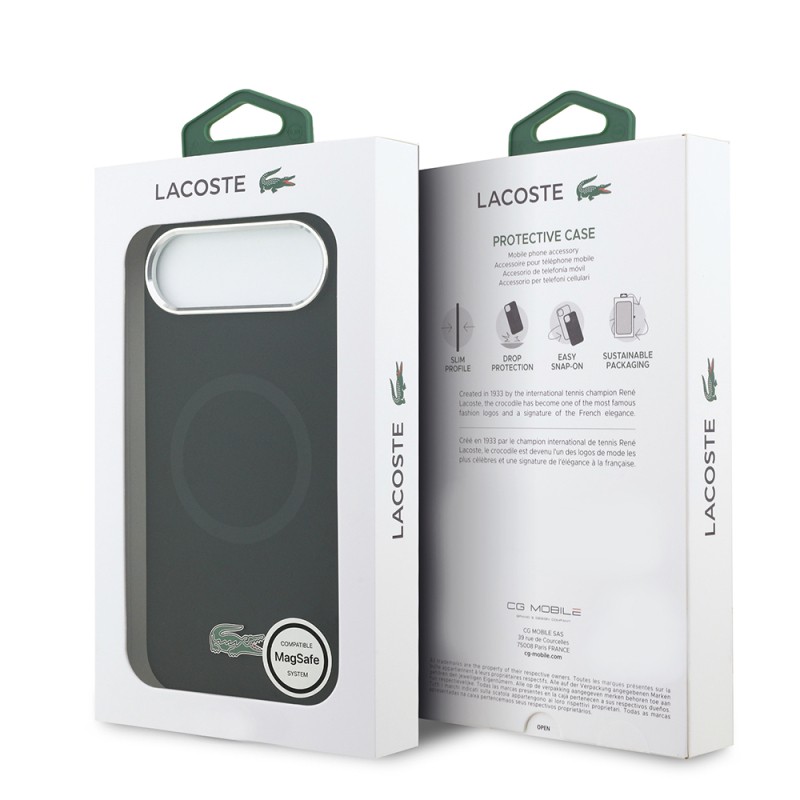 Apple iPhone 17 Air Kılıf Lacoste Orjinal Lisanslı M-safe Şarj Özellikli İkonik Logolu Metal Kamera Çerçeveli Silikon Kapak - 17