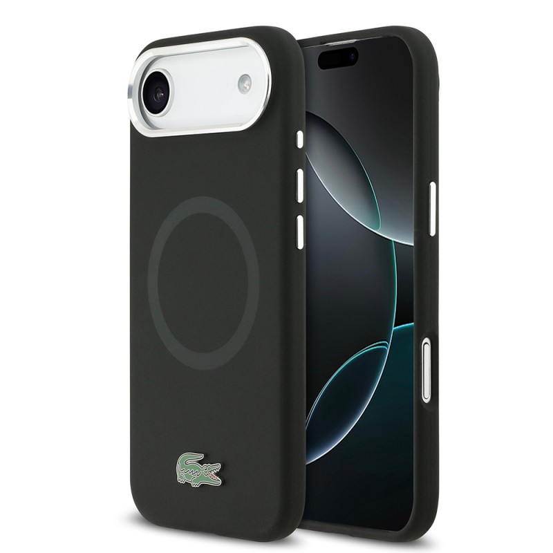 Apple iPhone 17 Air Kılıf Lacoste Orjinal Lisanslı M-safe Şarj Özellikli İkonik Logolu Metal Kamera Çerçeveli Silikon Kapak - 3