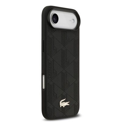 Apple iPhone 17 Air Kılıf Lacoste Orjinal Lisanslı M-safe Şarj Özellikli PU Deri Tasarımlı Karışık Monogram Desenli Kapak - 5
