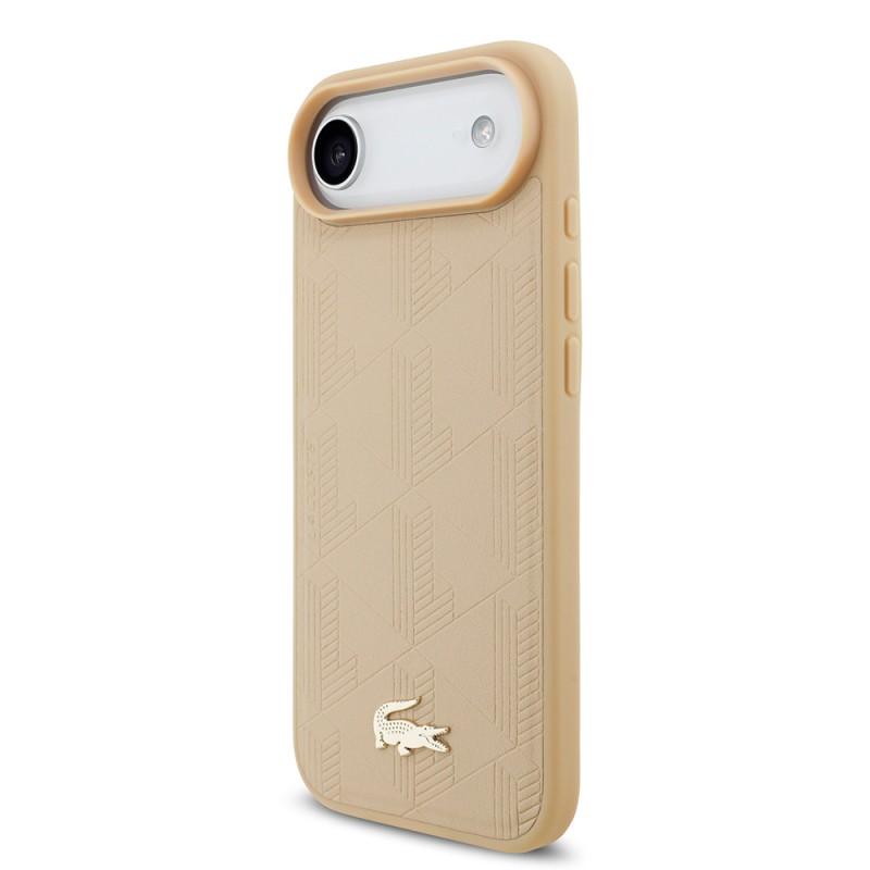 Apple iPhone 17 Air Kılıf Lacoste Orjinal Lisanslı M-safe Şarj Özellikli PU Deri Tasarımlı Karışık Monogram Desenli Kapak - 11