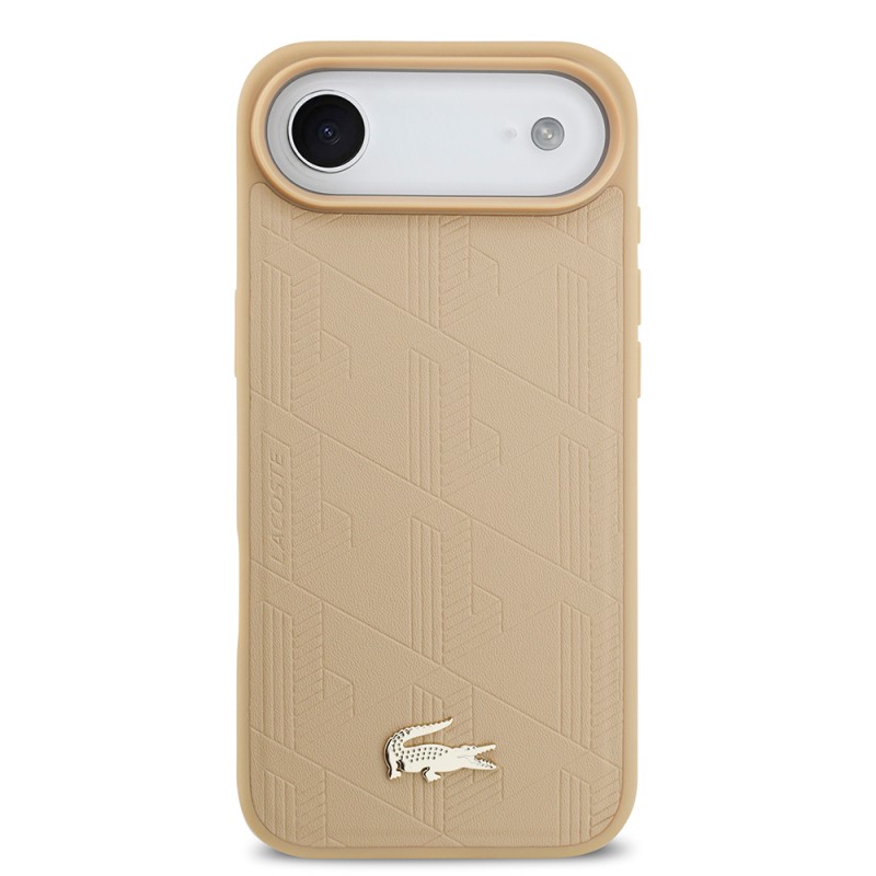 Apple iPhone 17 Air Kılıf Lacoste Orjinal Lisanslı M-safe Şarj Özellikli PU Deri Tasarımlı Karışık Monogram Desenli Kapak - 12