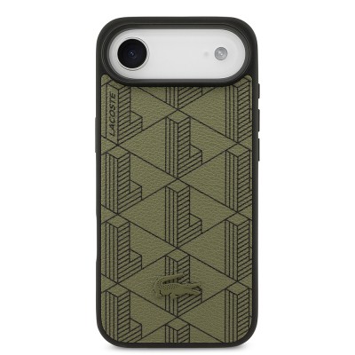 Apple iPhone 17 Air Kılıf Lacoste Orjinal Lisanslı M-safe Şarj Özellikli PU Deri Tasarımlı Kartlıklı Karışık Monogram Desenli Kapak - 4
