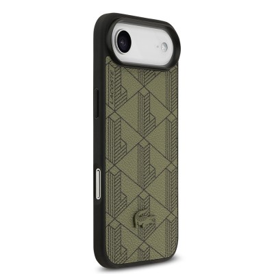 Apple iPhone 17 Air Kılıf Lacoste Orjinal Lisanslı M-safe Şarj Özellikli PU Deri Tasarımlı Kartlıklı Karışık Monogram Desenli Kapak - 5