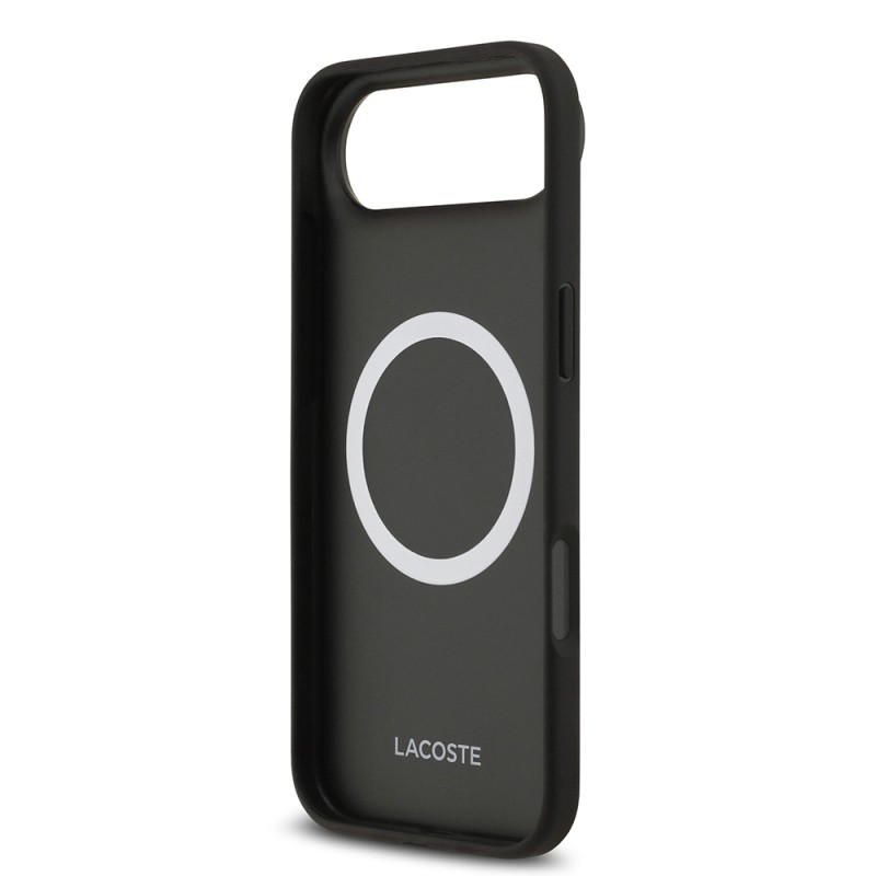 Apple iPhone 17 Air Kılıf Lacoste Orjinal Lisanslı M-safe Şarj Özellikli PU Deri Tasarımlı Kartlıklı Karışık Monogram Desenli Kapak - 8