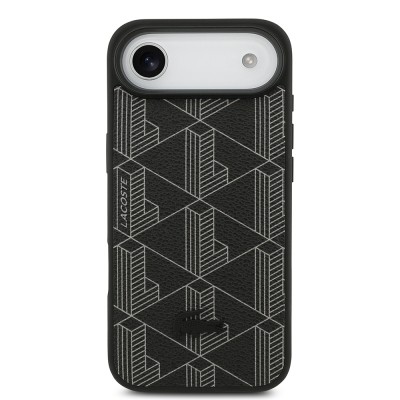 Apple iPhone 17 Air Kılıf Lacoste Orjinal Lisanslı M-safe Şarj Özellikli PU Deri Tasarımlı Kartlıklı Karışık Monogram Desenli Kapak - 13