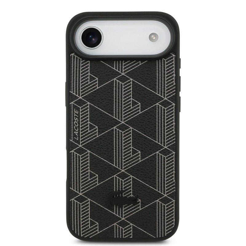 Apple iPhone 17 Air Kılıf Lacoste Orjinal Lisanslı M-safe Şarj Özellikli PU Deri Tasarımlı Kartlıklı Karışık Monogram Desenli Kapak - 13