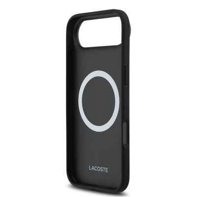 Apple iPhone 17 Air Kılıf Lacoste Orjinal Lisanslı M-safe Şarj Özellikli PU Deri Tasarımlı Kartlıklı Karışık Monogram Desenli Kapak - 17