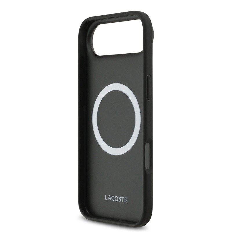Apple iPhone 17 Air Kılıf Lacoste Orjinal Lisanslı M-safe Şarj Özellikli PU Pike Desenli Metal Logolu Kartlıklı Kapak - 10
