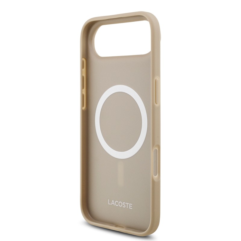 Apple iPhone 17 Air Kılıf Lacoste Orjinal Lisanslı M-safe Şarj Özellikli PU Pike Desenli Metal Logolu Kartlıklı Kapak - 19