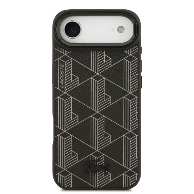 Apple iPhone 17 Air Kılıf Lacoste Orjinal Lisanslı M-safe Şarj Özellikli Standlı PU Deri Karışık Monogram Desenli Kapak - 4