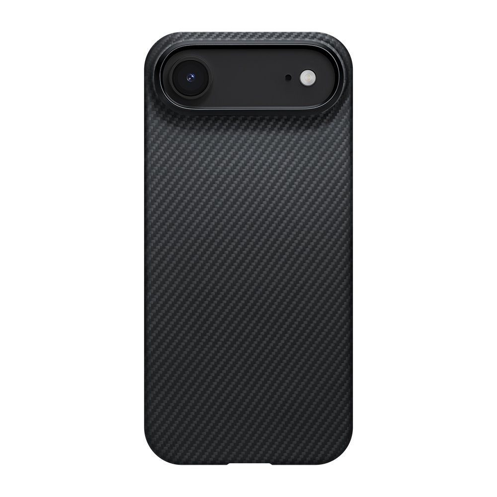 Apple iPhone 17 Air Kılıf M-safe Şarj Özellikli 1500D Aramid Fiber Pitaka Ultra-Slim Classic Serisi Black-Grey Twill Kapak - Siyah-Gri