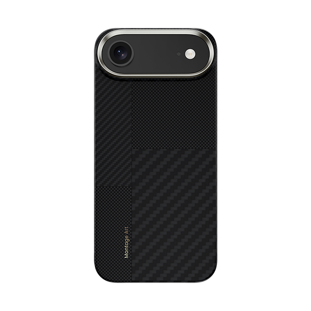 Apple iPhone 17 Air Kılıf M-safe Şarj Özellikli Karbon Fiber Benks Montage ArmorAir Kevlar Kapak - Siyah
