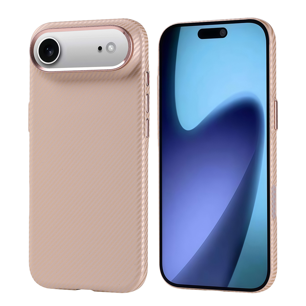 iPhone 17 Air Kılıf M-safe Şarj Özellikli Karbon Fiber Görünümlü NXXA Nekst Kapak - Bej