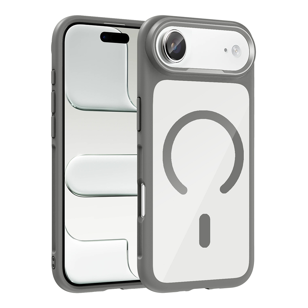 iPhone 17 Air Kılıf M-Safe Şarj Özellikli Metal Kamera Çerçeveli Zore Tiko Kapak - Gri