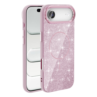 Apple iPhone 17 Air Kılıf M-safe Şarj Özellikli Parlayan Simli Zore Okso Kapak - Zore